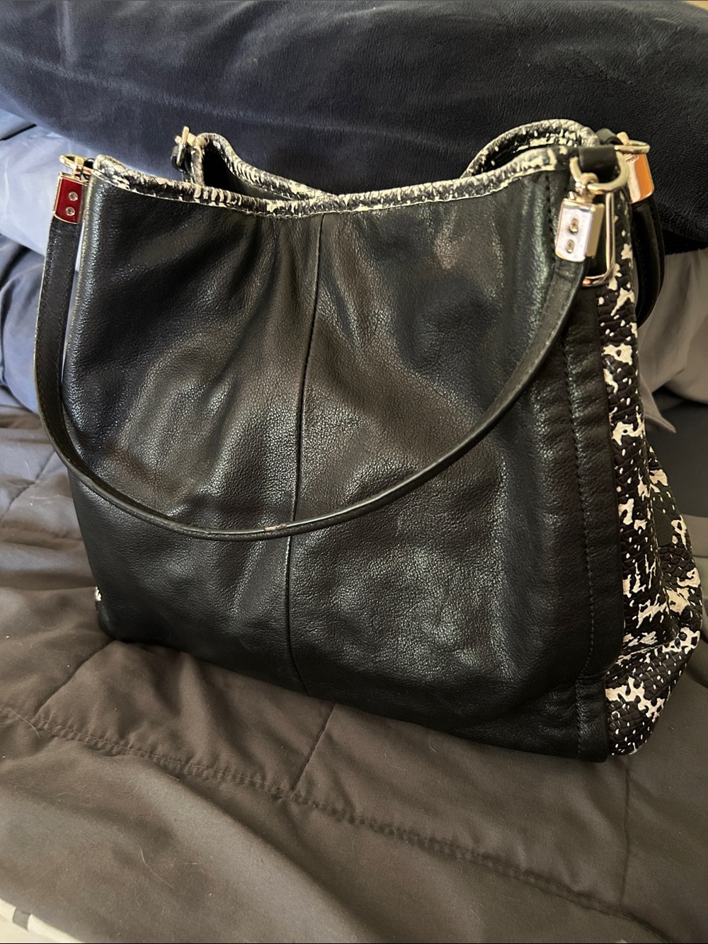 Coach Madison Phoebe Black Leather/snakeskin